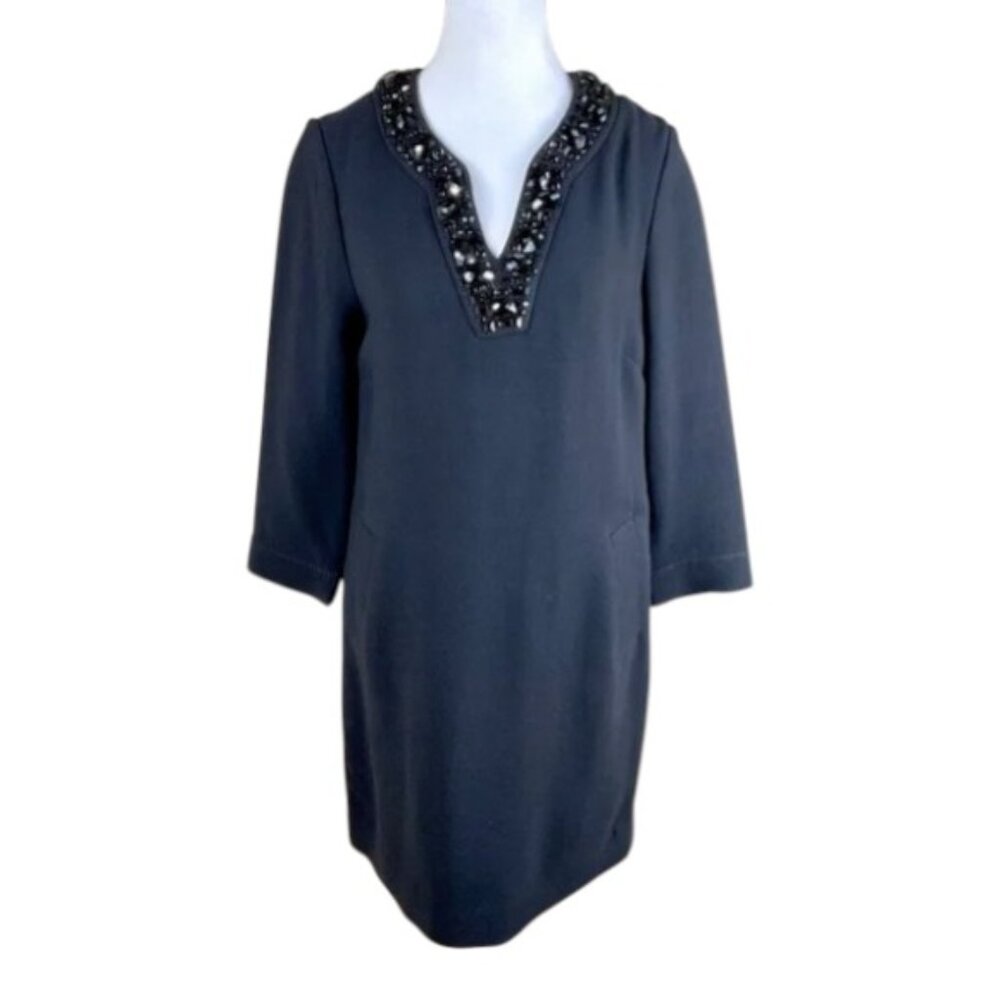 Kate Spade Dress Wool Blend Black Jewel Neckline (M)